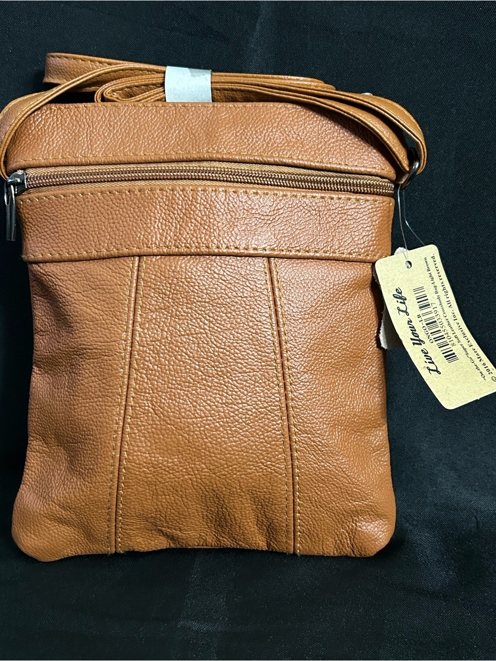 Maze On The Go Genuine Soft Leather Tan Crossbody Bag Purse NWT - Picture 2 of 9